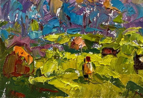 Original Oil Painting Summer Nature Landscape A Walk Outside The Village – Paintings & Drawings, Canvas (photo 6 of 8)