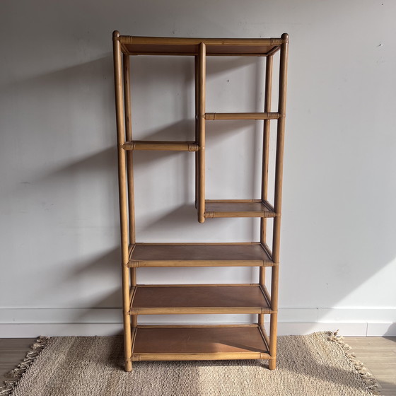 Image 1 of Rotan bamboe boekenkast stelling