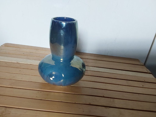 Petit vase bleu irisé Rambervillers 