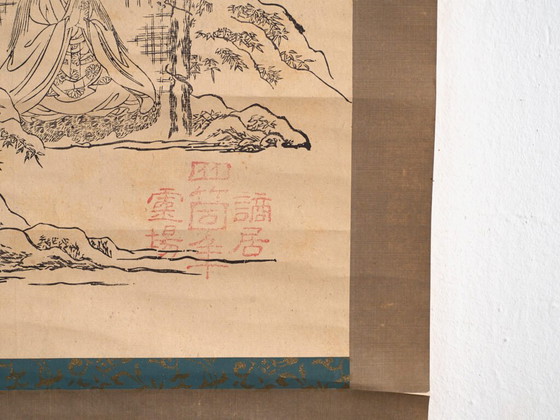 Antico kakejiku giapponese di un paesaggio xilografico in stampa su carta – Giappone, circa 1900 (photo 29 of 40)