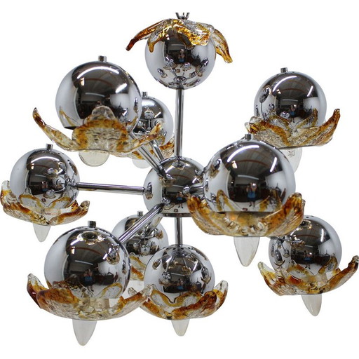 Lampada a sospensione vintage "Spurnik" in stile spaziale, Murano, Italia, 1970