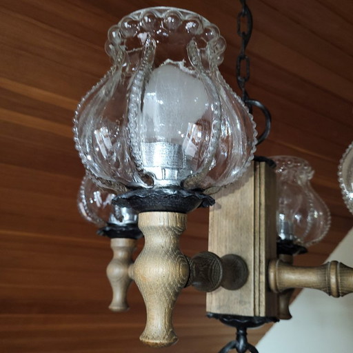 Originele Kaiser Leuchten kroonluchter/plafondlamp – Rustieke stijl uit het midden van de vorige eeuw (jaren (photo 2 of 5)