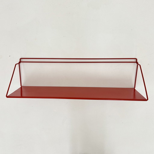 Vintage Red Metal Wall Unit Book Shelf, 1970s