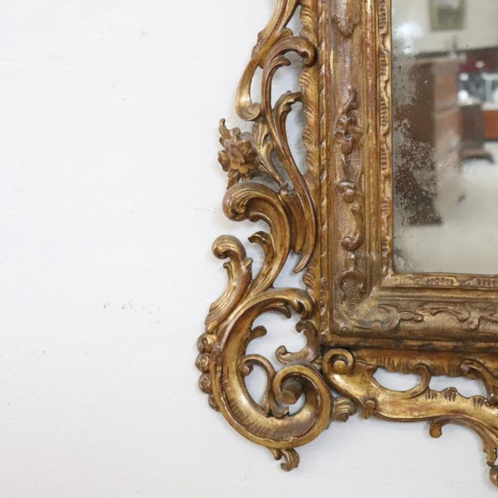 Antieke vergulde wandspiegel, Italië 19e eeuw, Hout, Glas, Gold, Barok (foto 6 van 14)