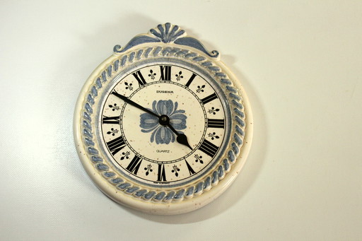 Decorative DUGENA ceramic kitchen clock, wall clock - vintage from the 70s