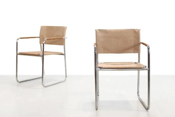 Karin Mobring Amiral stoelen in chroom en jute uit 1973 – Ikea, Eetkamerstoelen, Leather, Chrome, Vintage (photo 5 of 8)