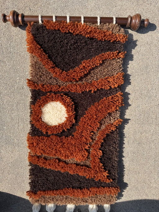 Boho wollen wandtapijt uit de jaren 70
