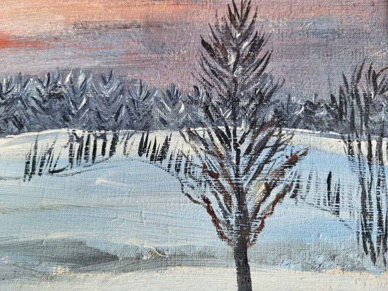 Original Winterlandschaft Ölgemälde – Gemälde & Zeichnungen, Leinwand (photo 5 of 8)