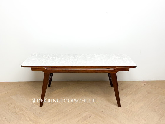 Image 1 of Tavolino da caffè vintage di metà secolo con piano in formica reversibile, impiallacciatura in teak