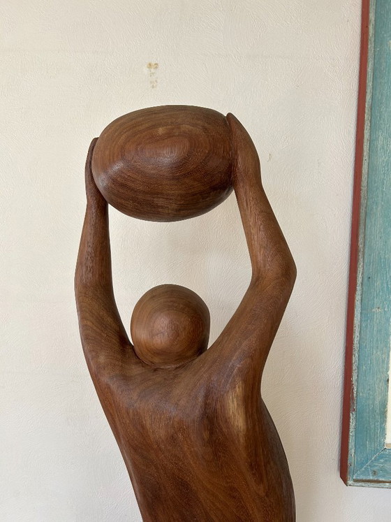 'Atlas' mit dem Globus, eigen werk, Dekorative Objekte, Holz, Beige, Modern (Foto 7 von 13)