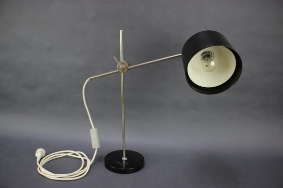 Image 1 of Verstelbare zwarte bakelieten industriële tafellamp / Tsjecho-Slowakije, 1970