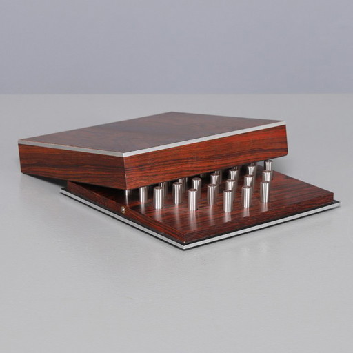 Solitaire spel in aluminium en palissanderhout.