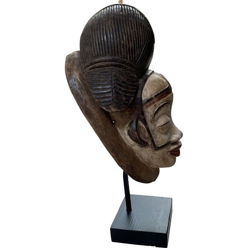 Vintage Panu Gabon mask in wood and base