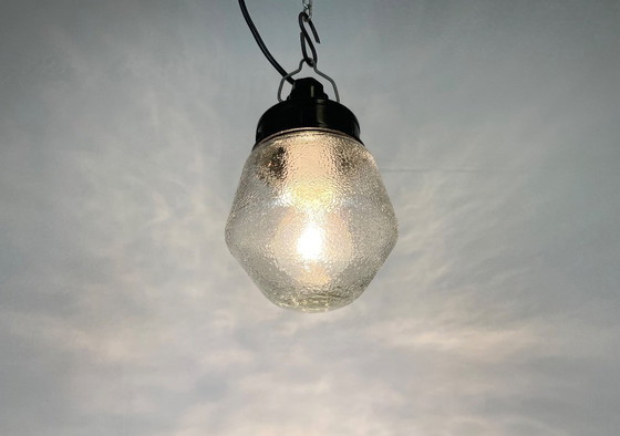 Image 1 of Industrial Bakelite Pendant Light With Frosted Glass, 1970s