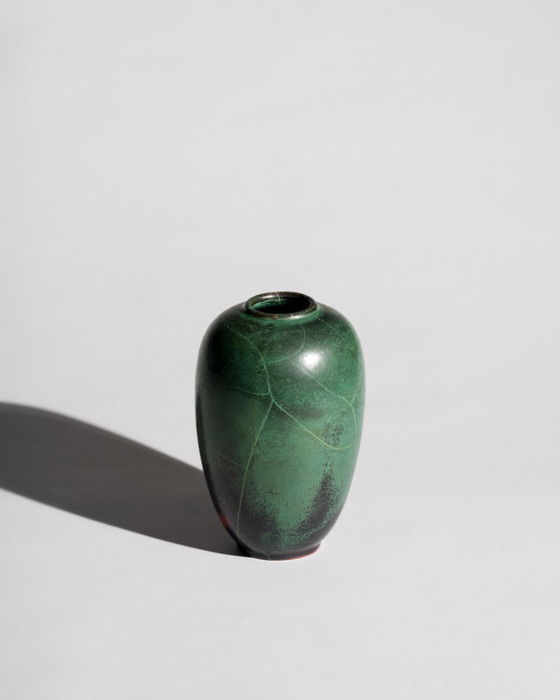 Image 1 of Pair of Paul Dresler Grootenburg Copper Reduction Glaze Studio Ceramic Vases – Germany, ca. 1940s-1950s Art Deco Bauhaus