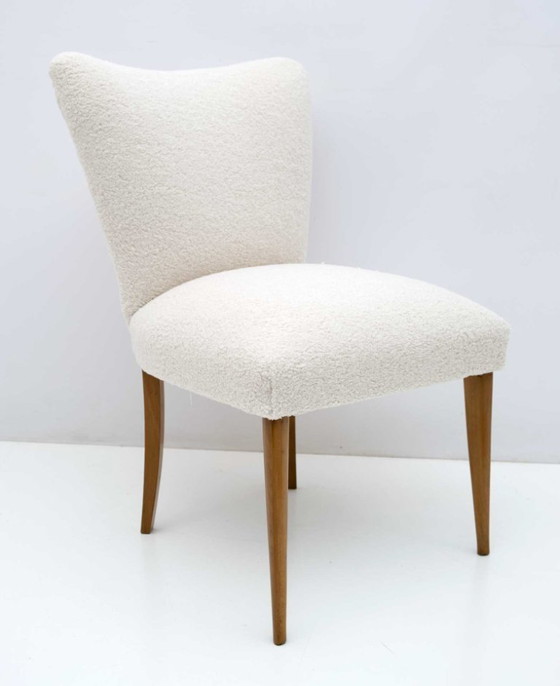 Image 1 of Petit fauteuil italien en tissu bouclé, style Mid-Century Modern, années 1950