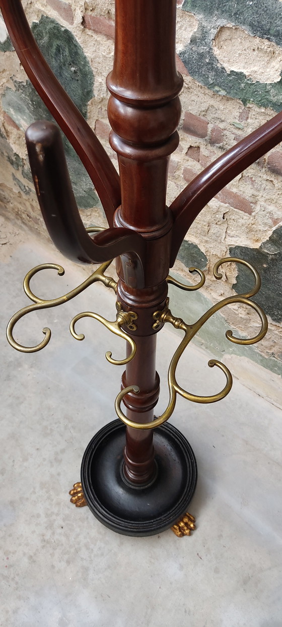 Porte-manteau/penderie victorien anglais ancien en acajou (vers 1850) – Portemanteaux, Wood, Brass (photo 10 of 15)