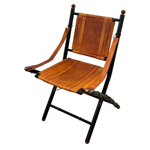 Vintage Officer’s chair Metal Faux Bamboo Frame