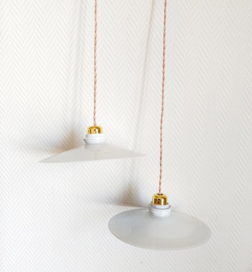 2x vintage opaline pendant lights