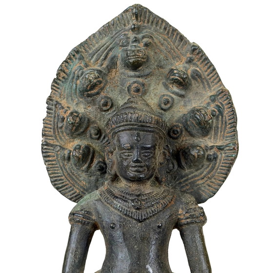 Khmer Naga Buddha Bronze Statue Mucalinda – Solid Bronze – 22 cm – 2.2 kg – Sculpture (photo 8 of 10)