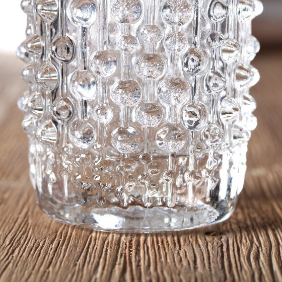 Image 1 of Mid-century Clear Pressed Glass Vase / CandleWax Design / Czech Republic / 1972