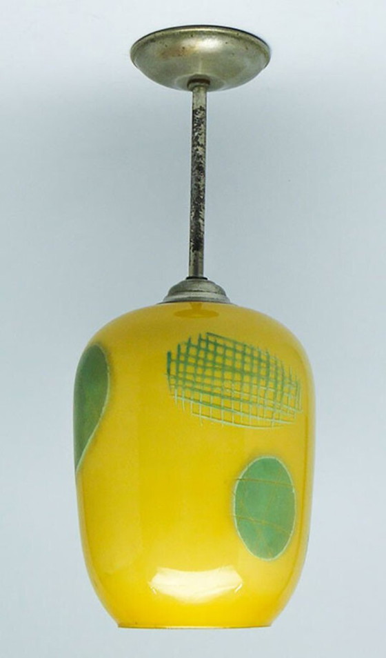 Pop Art Pendant Lamp, Poland, 1950s – Glass, Metal (photo 12 of 13)