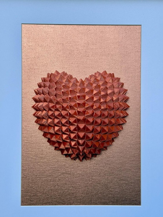Image 1 of 3D Geometric Heart Wall Art – Bronze Heart