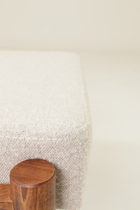 Image 1 of Juego de 2 sillas infantiles con taburete bouclé verde/gris escandinavo