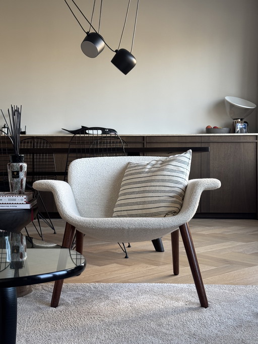 Knoll KN04 (Fauteuil) - Ivoire bouclé/bois