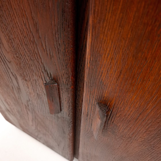 Image 1 of Vintage Art Deco style sideboard with rough dark brown wood