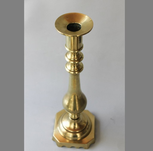 Large, solid antique bronze candlesticks. Antique bronze candle holders. Unique pair.
