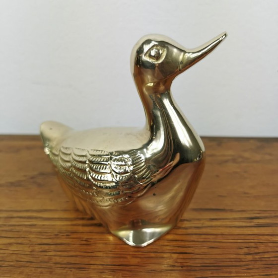 Image 1 of Set aus zwei Messingstatuen zweier Enten. Messingfigur