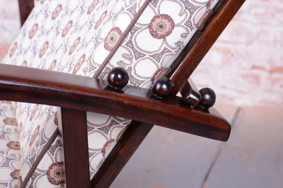 Poltrona Art Déco regolabile restaurata, di Thonet, Faggio, Lucidata, Ceca, anni '20, Poltrone, Tessile (foto 15 di 15)