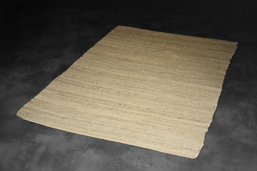 Vintage Indian Natural Brown Flatwoven Jute Rug, 1970s