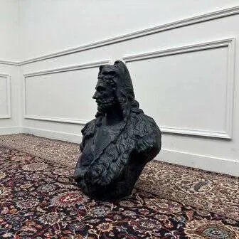 Bust of Hercules by Lucas Faydherbe, Sculpture, Porcelain, Ceramic, Black, Chesterfield (photo 2 of 10)