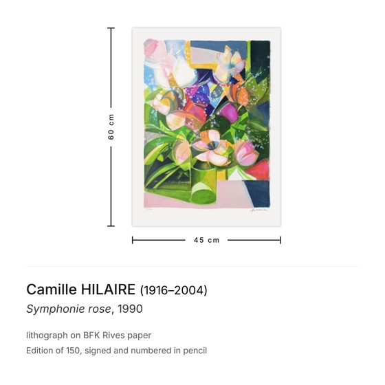 Image 1 of Camille HILAIRE Symphonie rose Litografia firmata 1990
