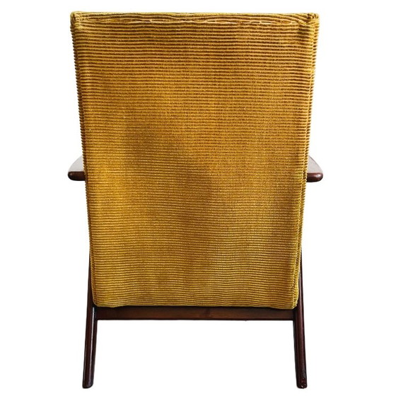 Image 1 of Vintage mid-century Scandinavian armchair teak ochre yellow 1960's