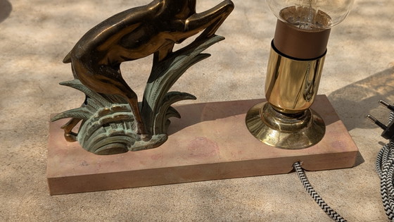Image 1 of Art Deco Antelope Table Lamp restoration 1930s