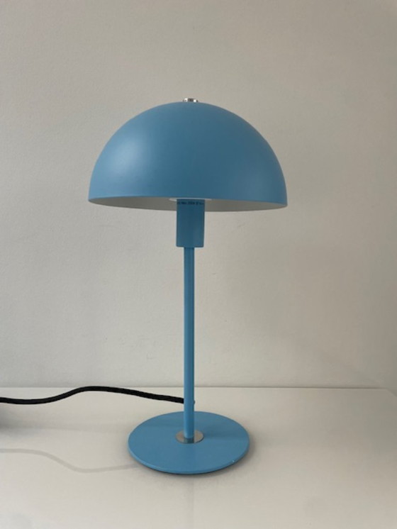 Image 1 of Modern light blue table lamp with dome shade