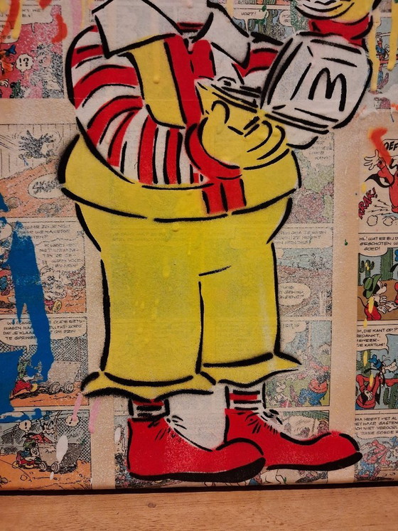 Image 1 of Koen betjes Krusty the clown x mcdonalds x banksy mashup painting