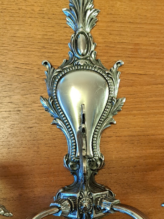 Image 1 of Vintage wandlampen – Rococo stijl – Set van 2 – Zilverkleurig – Uitstekende staat