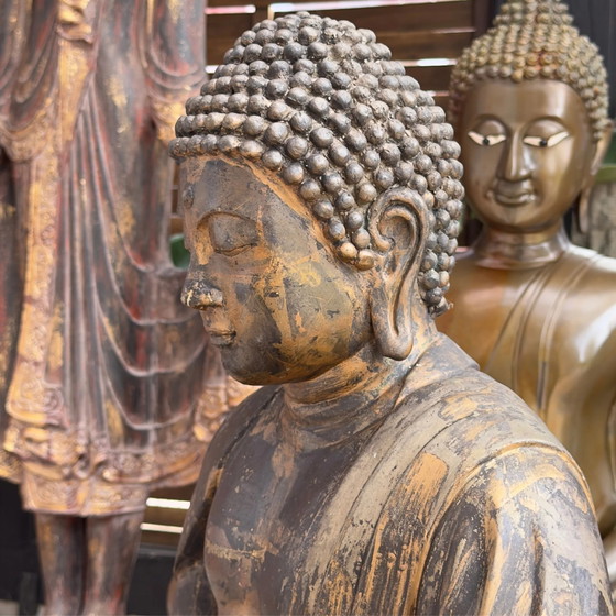 Buda japonés, c. 1900 (período Meiji o finales del siglo XIX / principios del XX), bronce con restos de (photo 9 of 11)