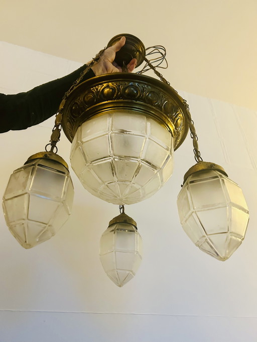 Art deco kroonluchter, glas