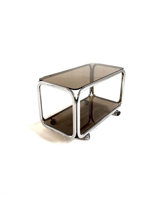 Vintage chrome & smoked glass bar cart ‘80 (photo 2 of 9)