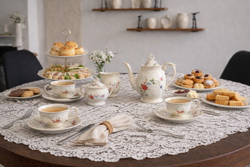  Service à café ancien fleuri – porcelaine – 8 personnes