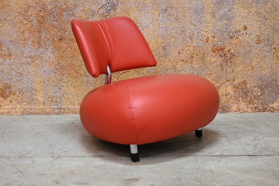 Image 1 of Sillón de diseño Leolux Pallone de cuero rojo