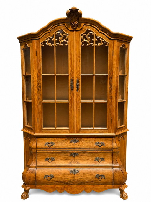 Vitrine/buffet baroque allemand ancien (1880-1900) – magnifique placage en loupe de noyer – buffetkasten, Wood (photo 2 of 3)