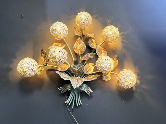 Image 1 of Vintage wandlamp met bloemenmotief van Hans Kögl, jaren 70.