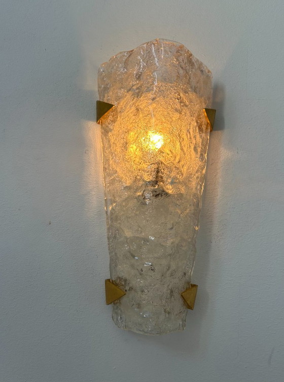 Image 1 of Lampada da parete vintage Hillebrand, ottone e vetro di Murano, Germania 1960