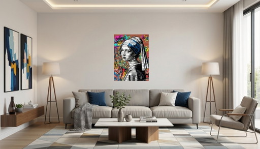 Vermeer Street Art Canvas Print / (80x60 cm)